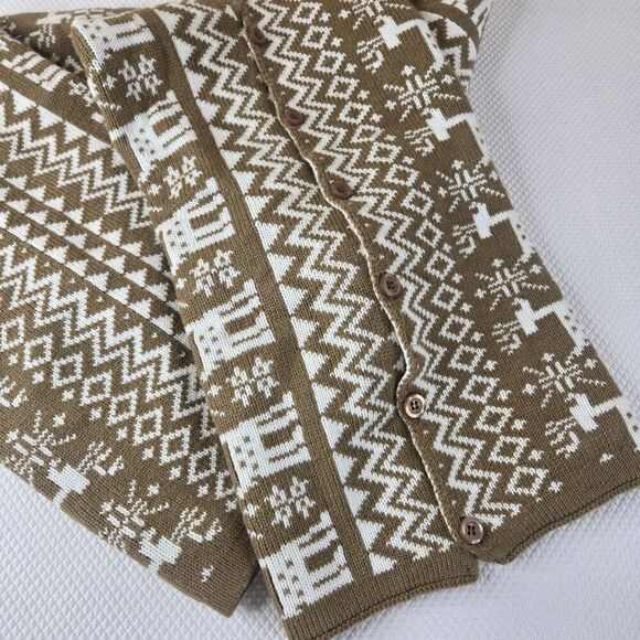 Angeleno Reindeer Pattern Knit Sweater Wrap Shawl Button Arms Fair Isle - Picture 5 of 6
